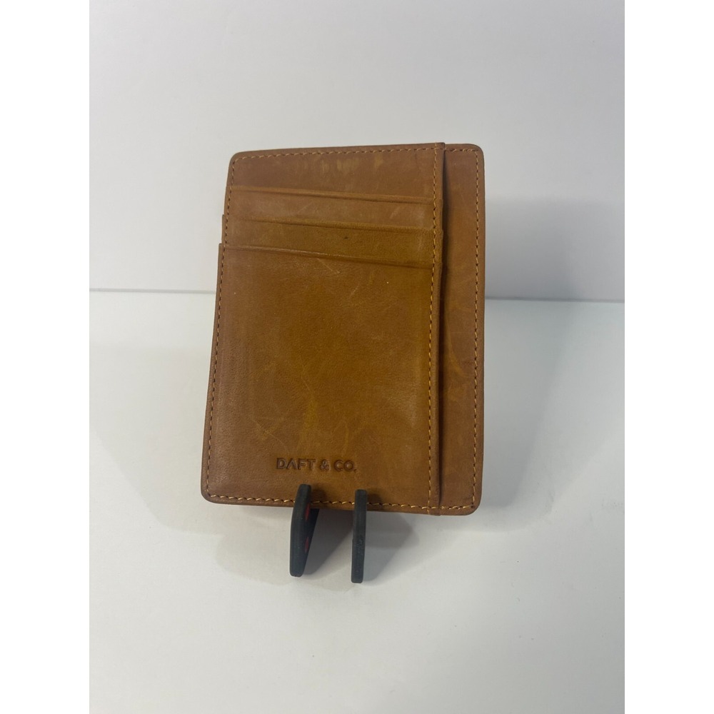 Daft & Co Mens Tan Leather Slim Card Holder Wallet with ID Window Minimalist